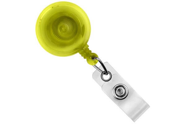 Translucent Yellow Round Badge Reel With Strap And Slide Clip - 25