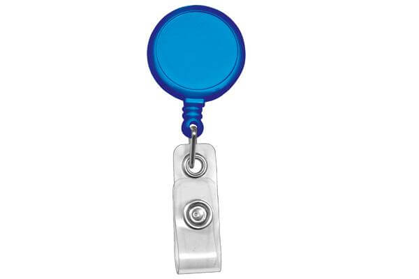 Translucent Royal Blue Max Label Round Badge Reel with Swivel Clip - 25pk