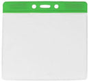 Green Horizontal 4 1-4" x 4 3-8" Color Bar Vinyl Badge Holder - 100 Badge Holders 1820-1204 - All Things Identification