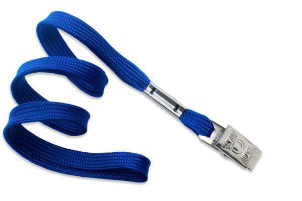 Royal Blue 3-8" Flat Woven Lanyard Bulldog Clip - All Things Identification